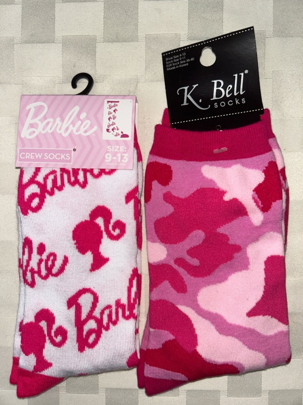 Mattel Barbie and Pink Camouflage Crew Socks